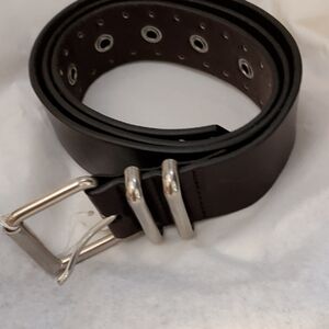 Nwt Dries Van Noten Classic Men's Brown Leather Belt with Silver Buckle